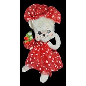Annalee Doll 9" All My Hearts Girl White Mouse Valentine 2008 – Collectible